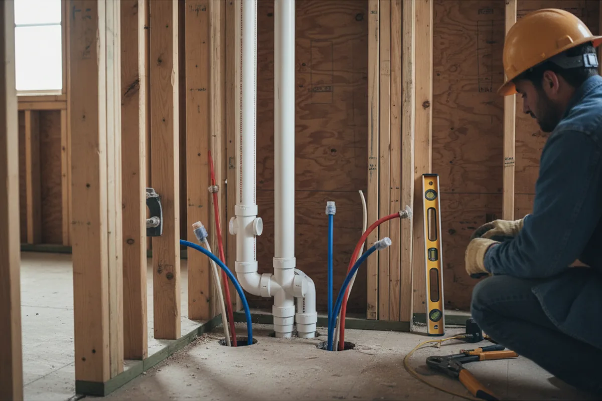 Drain and supply rough-in during Drain Cleaning in Lyles